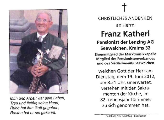 Totenbild Franz Katherl