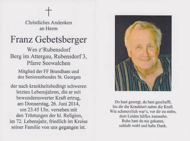 Begräbnis Franz Gebetsberger
