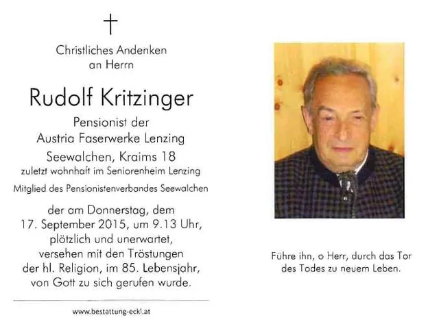Begräbnis Rudolf Kritzinger
