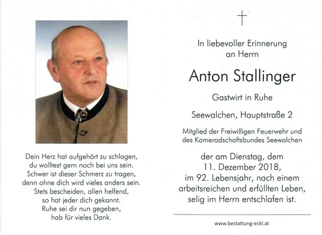 Begräbnis Anton Stallinger