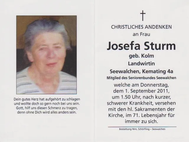Begräbnis Josefa Sturm