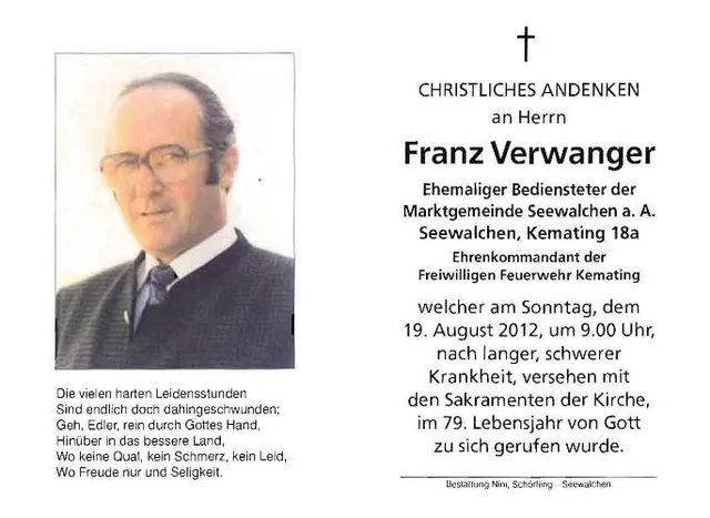 Begräbnis Franz Verwanger