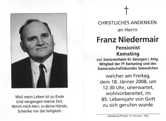 Begräbnis von Franz Niedermair