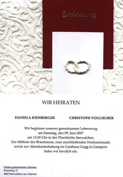 Hochzeit von Christoph Voglhuber und Daniela Kienberger